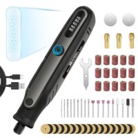 HARDELL 4V Akku Multifunktionswerkzeug Set, 5 Gang Rotationswerkzeug (Max 18000 U/min), Digitalanzeige Gravur Gerät mit 69 Stück Zubehör zum Bohren, Gravieren, Polieren, Schleifen, Schneiden