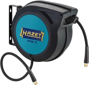 HAZET Schlauch-Aufroller 9040N-10, automatischer Schlauchlänge: 15 m, Schlauchinnendurchmesser: 10 mm, max. Druck: 20 bar für Druckluft und Wasser, Schlauchtrommel für sauberes Aufwickeln von Schläuchen