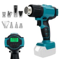 Heißluftpistole für Heimwerken und Profis, kompatibel mit Makita 18V Batterien, Temperatur und Luftgeschwindigkeit einstellbar, max. 550°C, LCD Display, zum Schweißen, Trocknen, Heimwerken