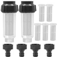 Hochwertiger Wasserfilter für den Garten - Hlimior Wasserfilter Gartenschlauch Set mit 2 x 3/4 Zoll Wasserfilter, 5 Filtereinsätzen und 2 Schnelladaptern für Hochdruckreiniger und Gartenpumpe