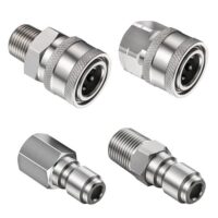 4 Stück Hochdruckreiniger Kupplung 3/8 Zoll, Schnellkupplung NPT 3/8 Zoll, Verbindungsstücke für Hochdruckreiniger mit Innengewinde (Silber)