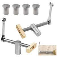 Holzbearbeitungsbankhaken 20mm aus Edelstahl, Tisch Werkbank Klemme, Niederhalter Werkbank Klemme für Hobelbank mit silberner Fassung