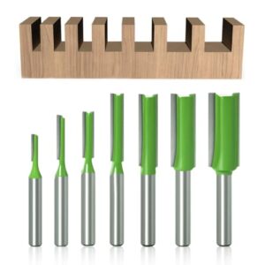 Holzfräser Set aus 7 Stücken für Profis und Anfänger, Hartmetall Fräser mit 6mm, 8mm, 10mm und 12mm Düse