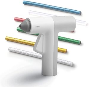 HOTO Heißklebepistole Akku, 30s Schnell Aufheizen Klebepistole, Typ-C Hot Glue Gun mit 10 Klebesticks, Kabellos für DIY, Haus & Büro Reparatur