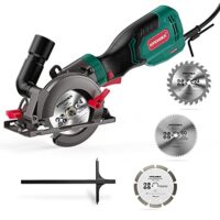 HYCHIKA Handkreissäge, 750W Kreissäge mit 3 Sägeblättern (115 und 125mm) und Führungsschiene, für Holz, Weichmetall, Fliesen, professionelle und Hobby-Schneidegeräte