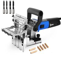 Doppelspindel Dübelfräse, Flachdübelfräse mit zwei Bohrern 8 mm und 6 mm für Holzdübeln