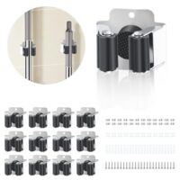 Besenhalterung Wand aus Edelstahl, 12-teilig, ideal für Garten, Garage, Küche, Innen und Außenbereich, wasserdicht und widerstandsfähig gegen Kratzer