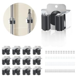 Besenhalterung Wand aus Edelstahl, 12-teilig, ideal für Garten, Garage, Küche, Innen und Außenbereich, wasserdicht und widerstandsfähig gegen Kratzer
