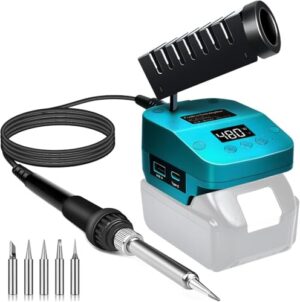 Kabelloser Lötkolben für Makita 18V Akku, Schnelles Aufheizen Lötstation mit LED Digitale Display, Mobilität Soldering Iron mit USB&Type-C für Heimwerker, Gerätereparatur, Drahtschweißen (Ohne Akku)