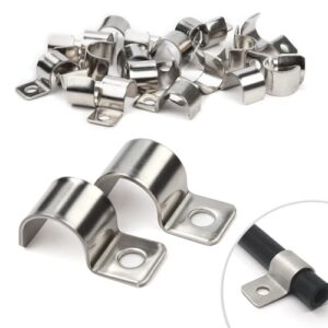 Kabelschellen aus Metall, 25 Stück, Durchmesser 16mm, V2A Edelstahl 304, korrosionsbeständig, für Kabel und Rohre geeignet, Befestigungsschelle für Outdoor- und Indoor-Anwendung