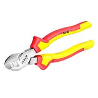 Professionelle Kabelschere VDE 1000V für Elektriker und Handwerker, HRC-66 gehärteter Stahl, Präzisionsschliff und Schneidbacken, ideal für sauberes Kabelschneiden.