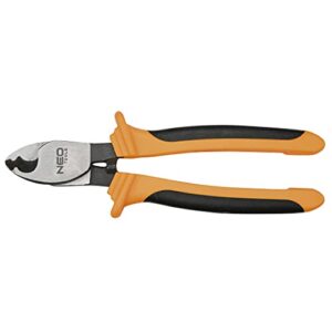 NEO TOOLS Kabelschneider für Kupfer- und Aluminiumkabel, 160 mm, DIN 5749, gehärtete Backen, Chrom-Vanadium-Stahl, ergonomischer Griff
