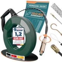 Kabelverlegehilfe, Einziehspirale 30M für Leerrohre mit PET-Zugdraht und Adaptern. Effiziente und sichere Kabelzuführung durch Rohre.