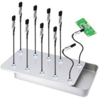 KIBBEH Dritte Hand Löten Set mit Magnetischer Basis und 10 Dritte Hand Löten für Elektrotechnik, flexible Schwanenhals Metallarm und Bretthalter