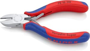 KNIPEX Seitenschneider mit Mehrkomponenten-Hüllen, verchromt, Länge 110 mm, Gewicht 70 g, Schneidenhärte 62 HRC