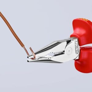 KNIPEX Spitz-Kombizange isoliert mit Mehrkomponenten-Hüllen, VDE-geprüft verchromt 145 mm für Arbeiten in schwer zugänglichen Bereichen