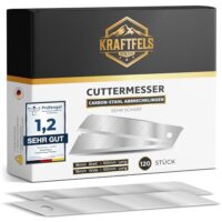 Cuttermesser Klingen aus hochwertigem Carbonstahl, 18mm Klinge, Ersatzklingen für Cutter Messer, ultra scharf und stabil, silberfarbene Klingen