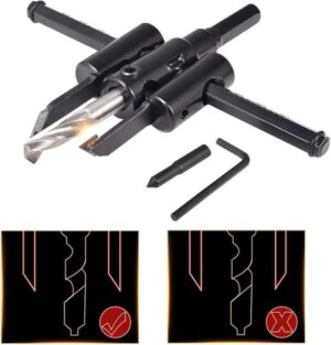 Professioneller Kreisschneider mit verstellbarem Durchmesser von 30mm bis 120mm, ideal für Holzbearbeitung, Kunststoffbearbeitung und Gipskartonbearbeitung.