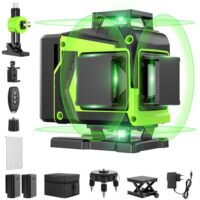 Kreuzlinienlaser Grün 16 Linien Nivellierlaser für Innenräume und Baustellen - Selbstnivellierung - Präzise Ebenheitsprüfung - 4 x 360 ° Laser