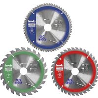 Kreis-Sägeblatt-Set 3-teilig, ideal für Handkreissägen und Kapp- und Gehrungssägen, präzise Schnitte in Plattenwerkstoffe und Holz, Hartmetall-Zahnsystem, Wechsel-Zahn-Anordnung