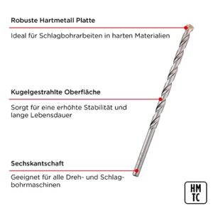Mauerdurchbruchbohrer mit Hartmetall-Platte für Schlagbohren in Stein, Mauerwerk und Klinker