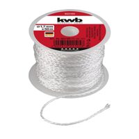 Hochwertige Bauschnur für diverse Anwendungen, 50 Meter lang und 1,7 mm dick, aus Nylon geflochten und sehr belastbar.