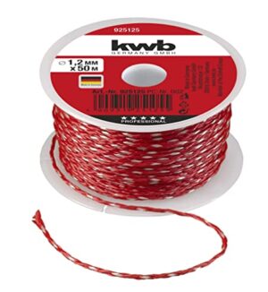 Richtschnur in Rot, 1,2mm Stärke, 50 Meter Länge, Nylon geflochtene Maurerschnur für Lot-Schnur oder Pflaster-Schnur im Mauerbau und Terrassenbau