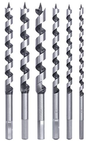 Ergonomisches und zuverlässiges Bohrwerkzeug, 6-teiliges Holz-Bohrer Set von kwb mit CV-Stahl gefertigte Schlangenbohrer und Sechskant-Aufnahmeschaft