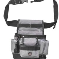 Praktischer und leistungsstarker Werkzeuggürtel aus strapazierfähigem Nylon mit Nageltasche, großen und kleinen Taschen, Hammerschlaufe und Schlaufe mit Karabinerhaken