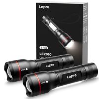 Lepro LED Taschenlampe LE2000, extrem hell leistende LED-Taschenlampe mit 5 Modi, Zoombare Camping Handlampe, Wasserdichte Flashlight für Camping, Outdoor, Wandern, Angeln und Geschenk