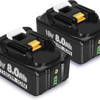 2 Stück Li-ion Ersatzakkus für Makita Akku 18V 8Ah, Ersatzakku für Makita 18 Volt mit hoher Kapazität und LED-Anzeige.