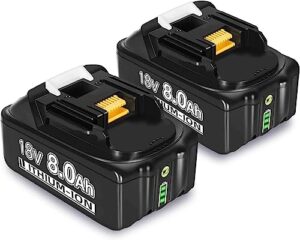 2 Stück Li-ion Ersatzakkus für Makita Akku 18V 8Ah, Ersatzakku für Makita 18 Volt mit hoher Kapazität und LED-Anzeige.
