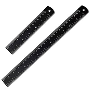 Lineal Metall 30 cm Stahllineal, Messwerkzeug Ruler mit Doppelseitenskala und Konvertierungstabelle