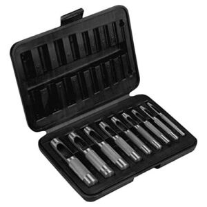 TOPEX Lochschneider-Set, 9 Größen (3–12 mm), aus legiertem Stahl, mit Aufbewahrungsbox, ideal für Holz, Kunststoff, Linoleum und mehr