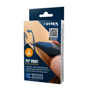 LYRA 797 PROFI Förster- und Signierkreide (Ölbasiert) mit 12 blauen Kreiden für witterungsfeste Markierungen auf Holz, Stein, Metall und Asphalt