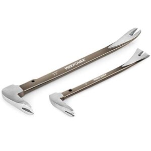 MAXPOWER Nageleisen Set aus geschmiedetem Karbonstahl, einschließlich Brecheisen, Stemmeisen und Nagelschlitze, ideal für Entfernen von Nägeln und Abbrucharbeiten.