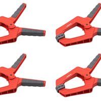 Meister Federzwinge Set mit 4 Stück - 100 mm Spannweite - Bewegliche Spannbacken - Sichere und einhändige Fixierung von Werkstücken, Profi Leimzwinge, Universalklemme, Montageklemme