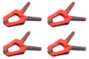 Meister Federzwinge Set mit 4 Stück - 100 mm Spannweite - Bewegliche Spannbacken - Sichere und einhändige Fixierung von Werkstücken, Profi Leimzwinge, Universalklemme, Montageklemme