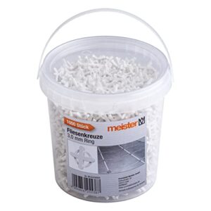 Fliesenzubehör, Fliesenverlegehilfe, Praktisches Set mit 1000 Stücken, Wiederverwendbar durch Ring, Aus robustem Polypropylen, weiß