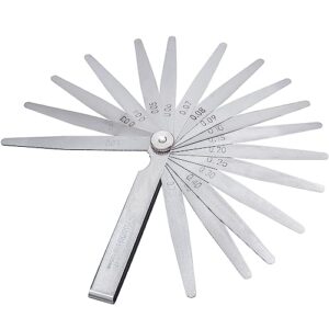 Mesee Edelstahl Fühlerlehre Set mit 17 Klingen, hochpräzise Messungen von 0,02 bis 1,00 mm, ideal für Ventilstöße, Zündkerzenlücken und Kolbenringe
