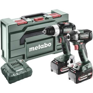 Metabo BSLBL+SSWLT300BL - Akku-Bohrschrauber und Akku-Schlagschrauber mit 18V 5.2 Ah Li-Ion-Akku und Ladegerät