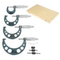 Außenmikrometer, 4 Stück 0-25 mm, 25-50 mm, 50-75 mm, 75-100 mm Mikrometerschraube Bügelmessschrauben Satz Mikrometer-Set mit Fall