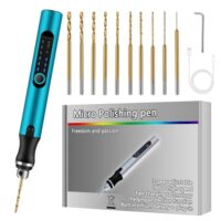Mini Handbohrer Elektrisch, 3 Gang Mini Handbohrer Elektrisch, DIY Mini Bohrer, Mit 10 Bohrern, Wiederaufladbar, Wiederaufladbare Bohrmaschine für Modellbau, Holz, Harz-Schmuckherstellung, Blau