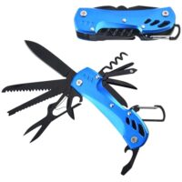 Multitool Taschenmesser mit 12 Funktionen, Blau, ideal für Bergsteiger, Wanderer und Hausgebrauch