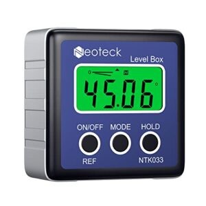 Neoteck Digitaler LCD Winkelmesser, Neigungsmesser Inklinometer, Wasserdicht, Bevel Box, Winkelmessgerät Wasserwaage mit Batterie