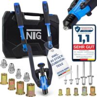NTG Kombi 2 in 1 Nietmutternzange und Blindnietzange - einsetzbare Handwerkzeug mit Nietmutterzange und Blindnietzange, inkl. 85 Teilen