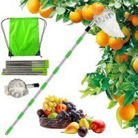 Obstpflücker für Kirschen, Pflaumen und andere Früchte - Robuster Obstpflücker mit Baumwollbeutel für den Garten