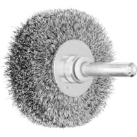 Pferd Rundbürste ungezopft, Ø 50x15mm, Schaft-ø 6mm, Stahl-Draht-Ø 0,20 für Geradschleifer, Bohrmaschinen und Biegwellen
