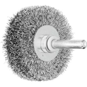 Pferd Rundbürste ungezopft, Ø 50x15mm, Schaft-ø 6mm, Stahl-Draht-Ø 0,20 für Geradschleifer, Bohrmaschinen und Biegwellen