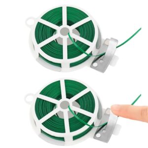 100M Pflanzen Bindedraht Dünn, 2 Roll Garden Twistee Tie mit Dispenser und Schneider, pflanzendraht für Organisation in Gartenarbeit und DIY-Projekten